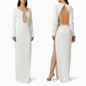 Monot Cutout Open Back Crepe Gown Off White Size 6